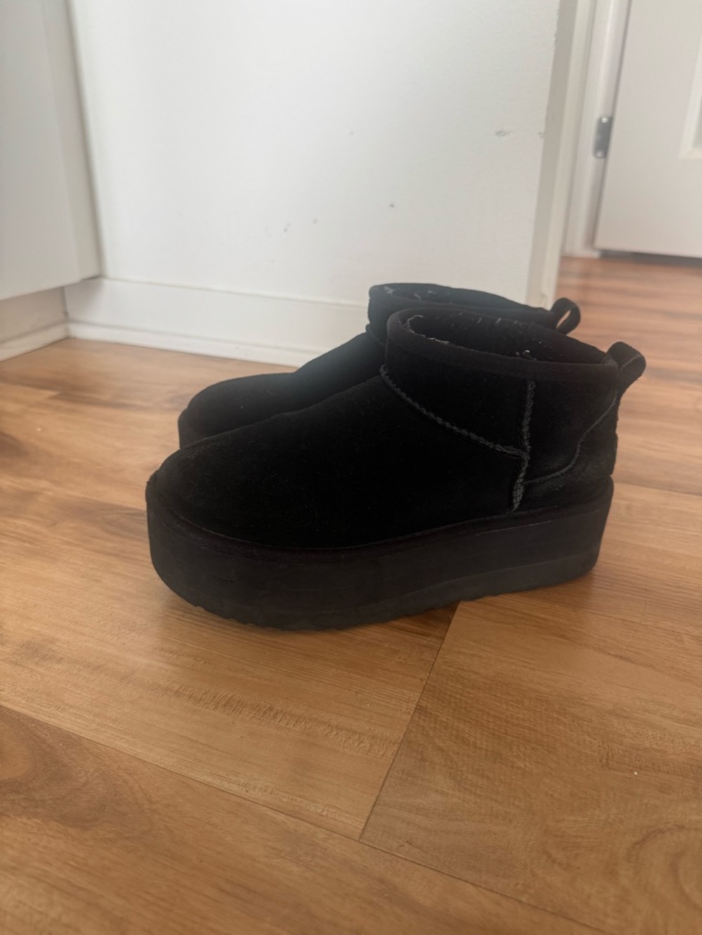 Platform Ugg Boots — Black Suede Women’s Shoes